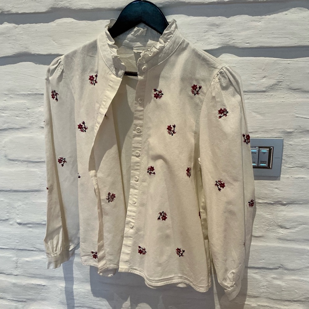 Elegant Cream Floral womens Shirt